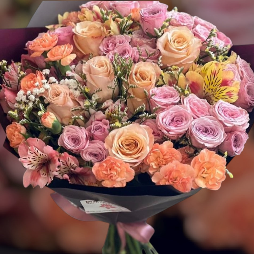 Ramo de flores frescas y coloridas para desear un Feliz Cumpleaños en La Serena.