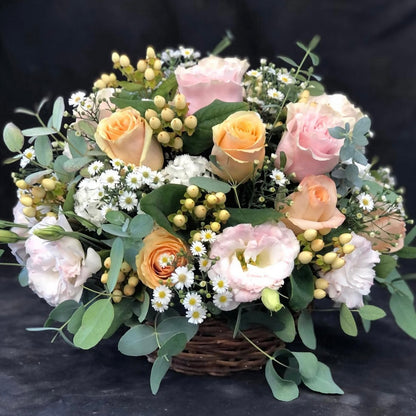 Canasto Mix Flores Apricot
