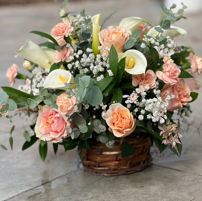 Canasto Mix Flores Apricot