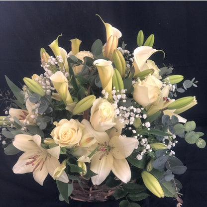 Canasto Mix Flores Blancas