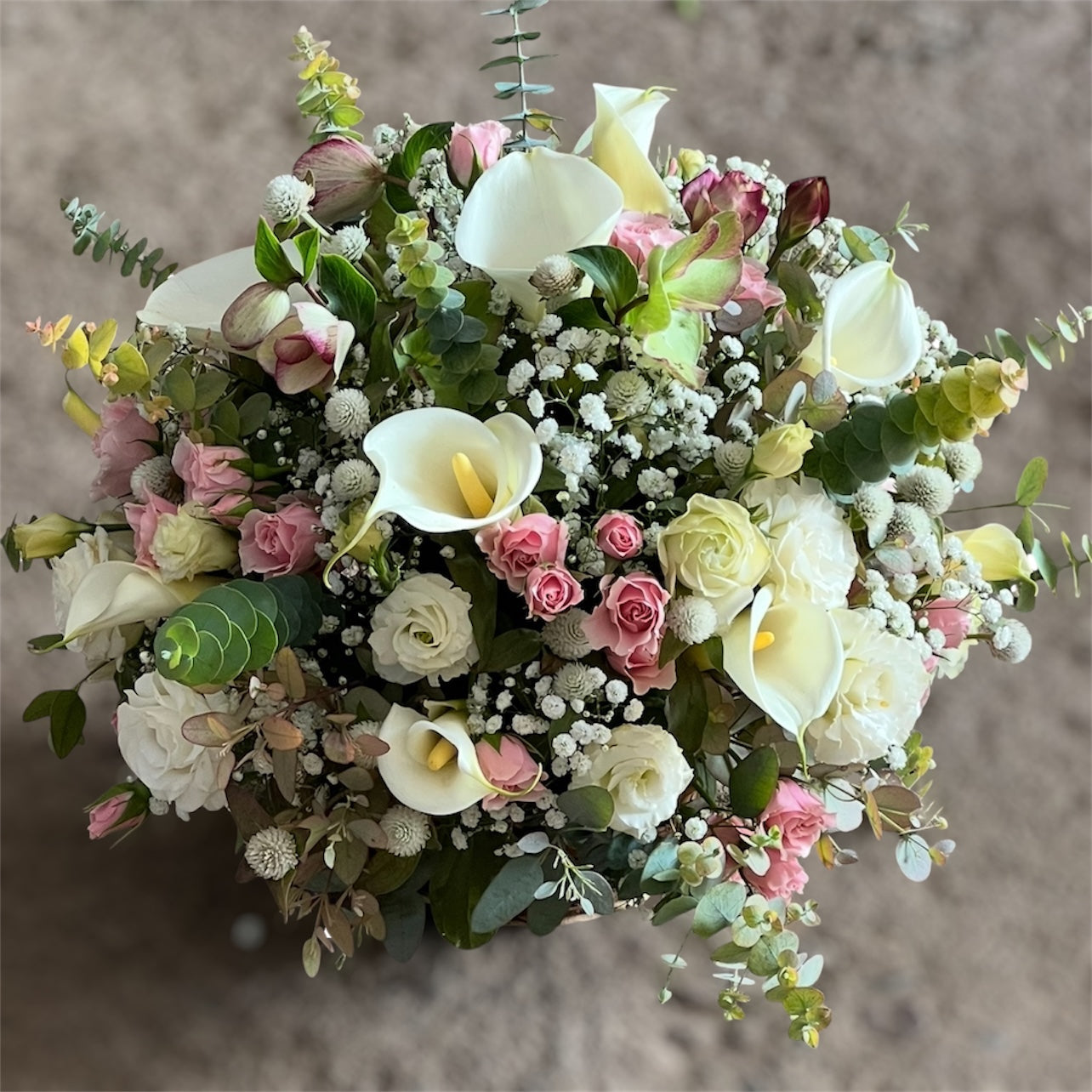 Canasto Mix Flores Rosadas
