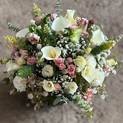 Canasto Mix Flores Rosadas